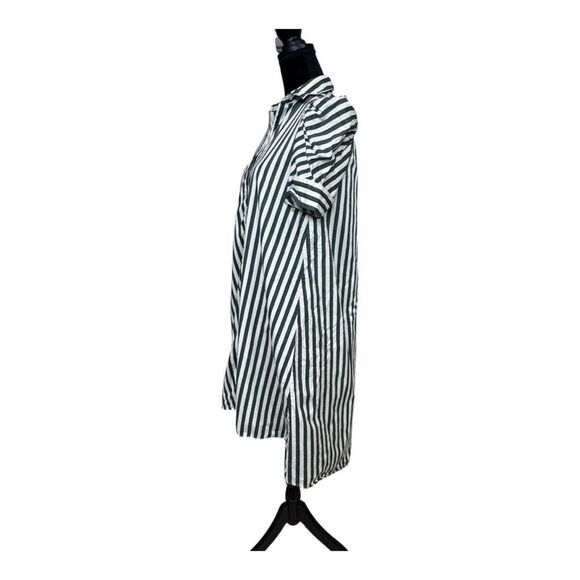 Zara Green and White Striped Shirt Tunic Style Dress xs‎ - Picture 7 of 12
